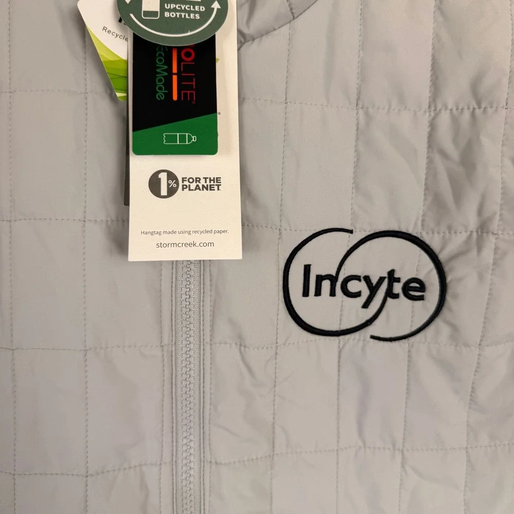 NWT Storm Creek Traveler Vest Mens L Grey Incyte Logo Packable Quilted Gorpcore